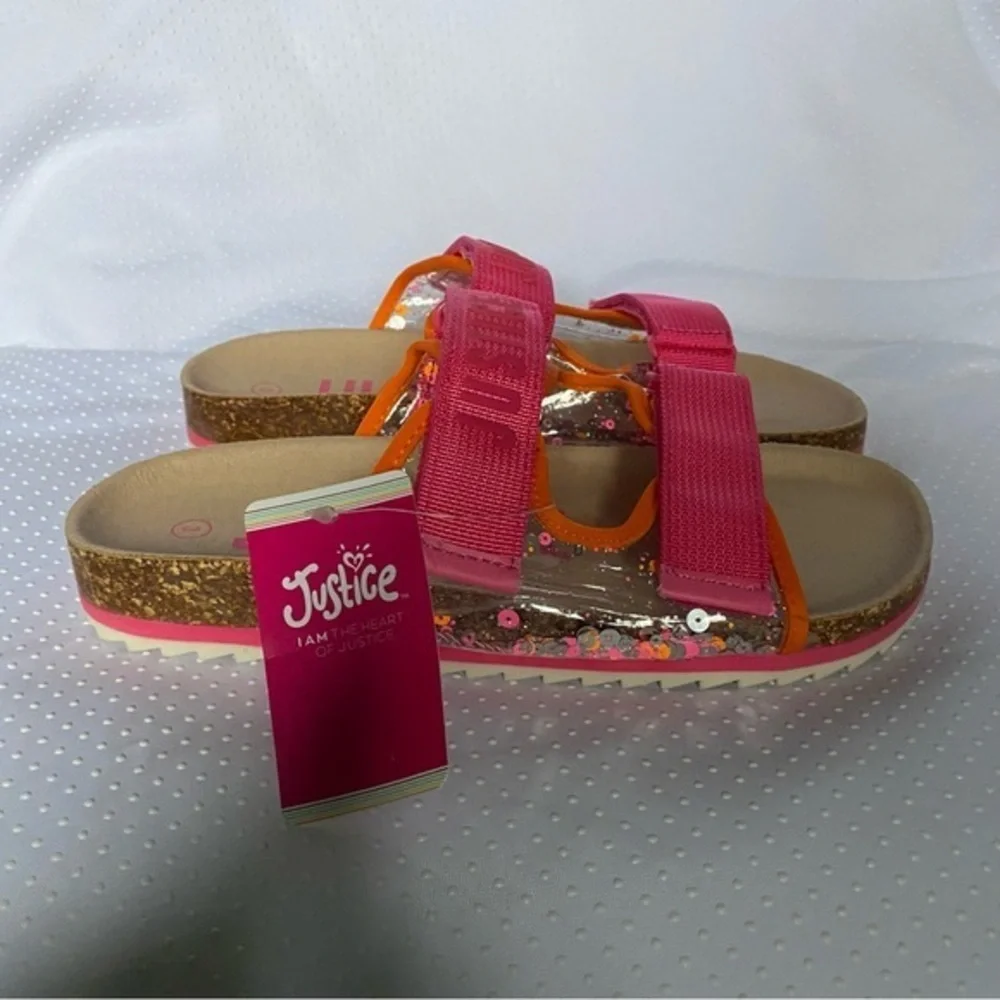 Justice Shoes Sandales Girls Size 3 Slip On New With Tags Pink